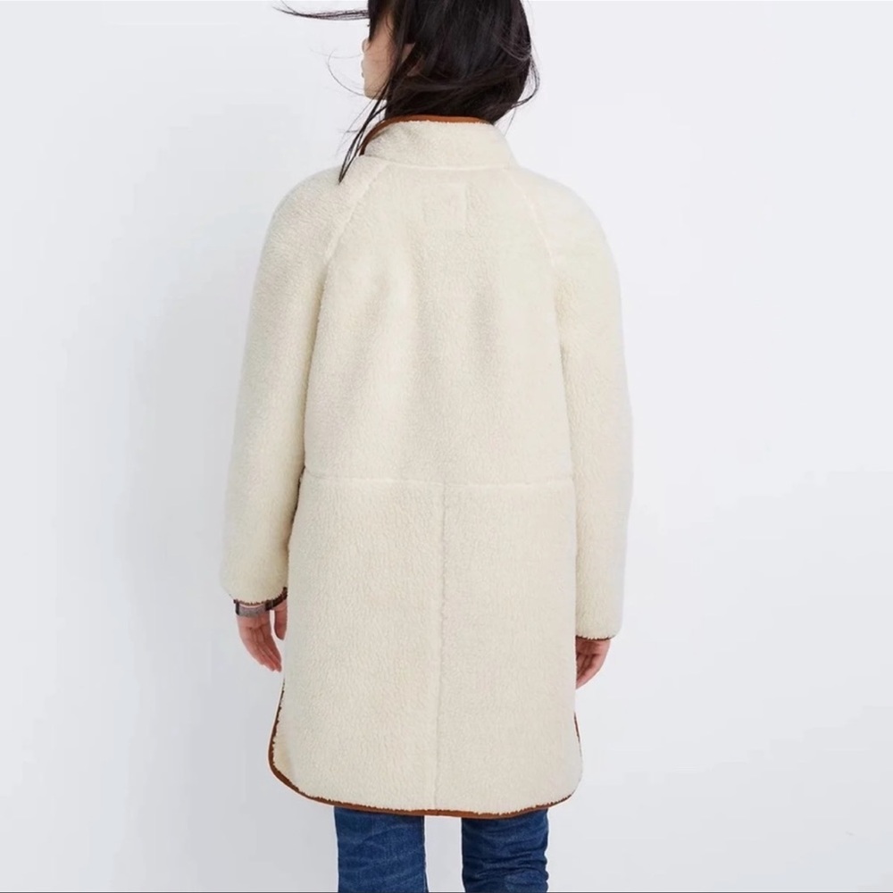Madewell Women’s Sherpa Estate Coat White Brown - Picture 3 of 9